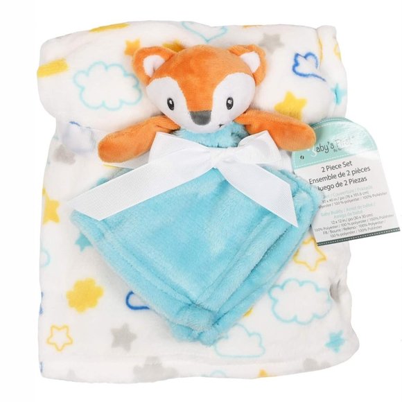 Blue Orange Boy Fox Security Blanket 2 Piece Set Babys First by Nemcor Lovey NWT - Picture 1 of 3